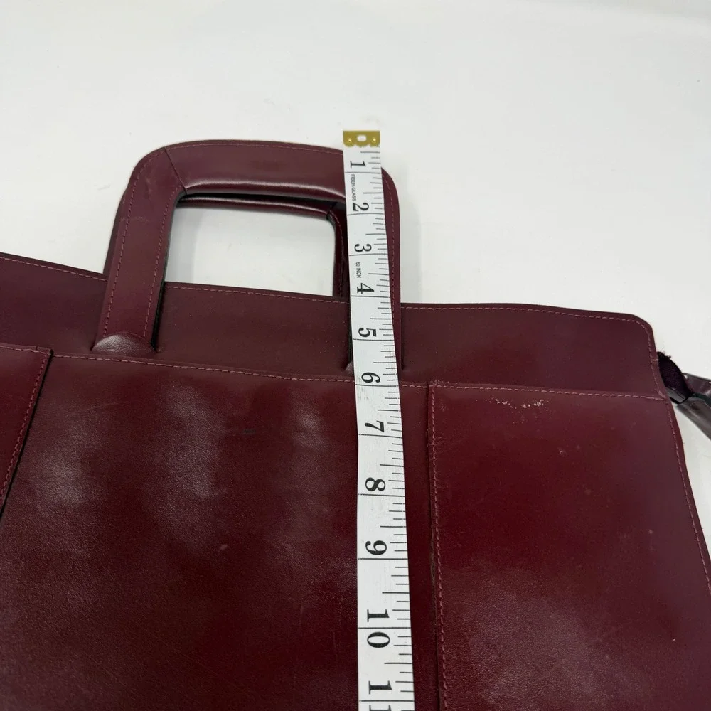 Vintage Burgundy Leather Portfolio Bag Made in Korea Deep Red labtop Bag